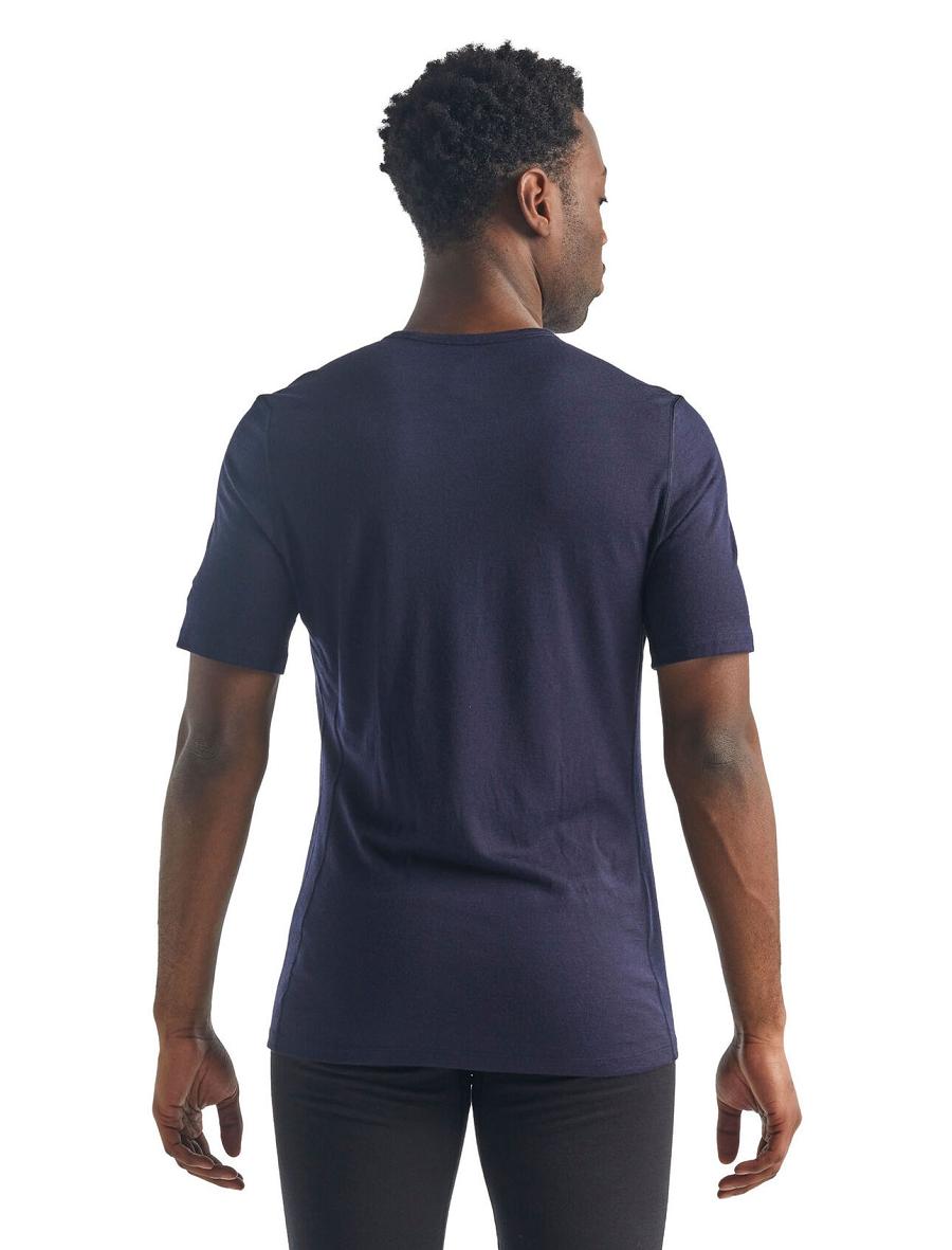 Icebreaker Merino 200 Oasis Rövid Sleeve Crewe Thermal Top Férfi Base Layers Sötétkék | HU 1388YXFU